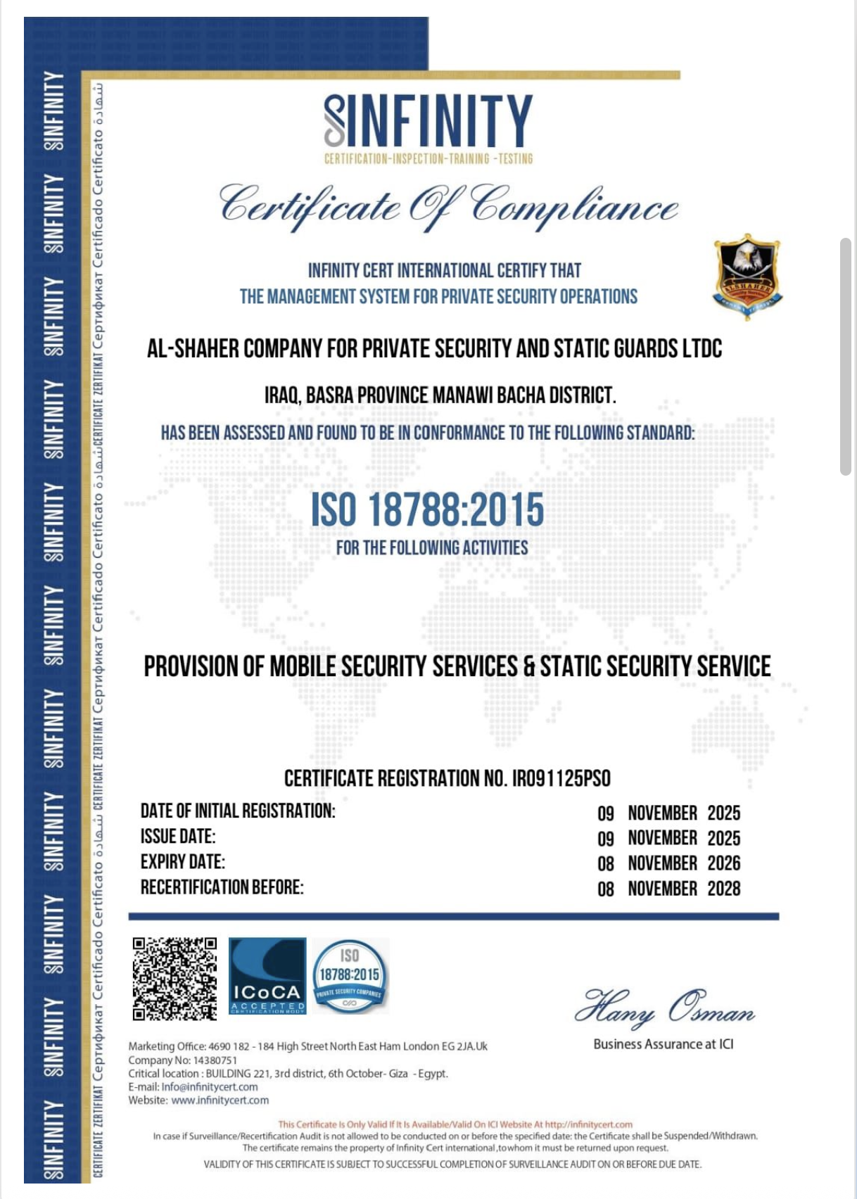 ISO 45001:2018 Certificate