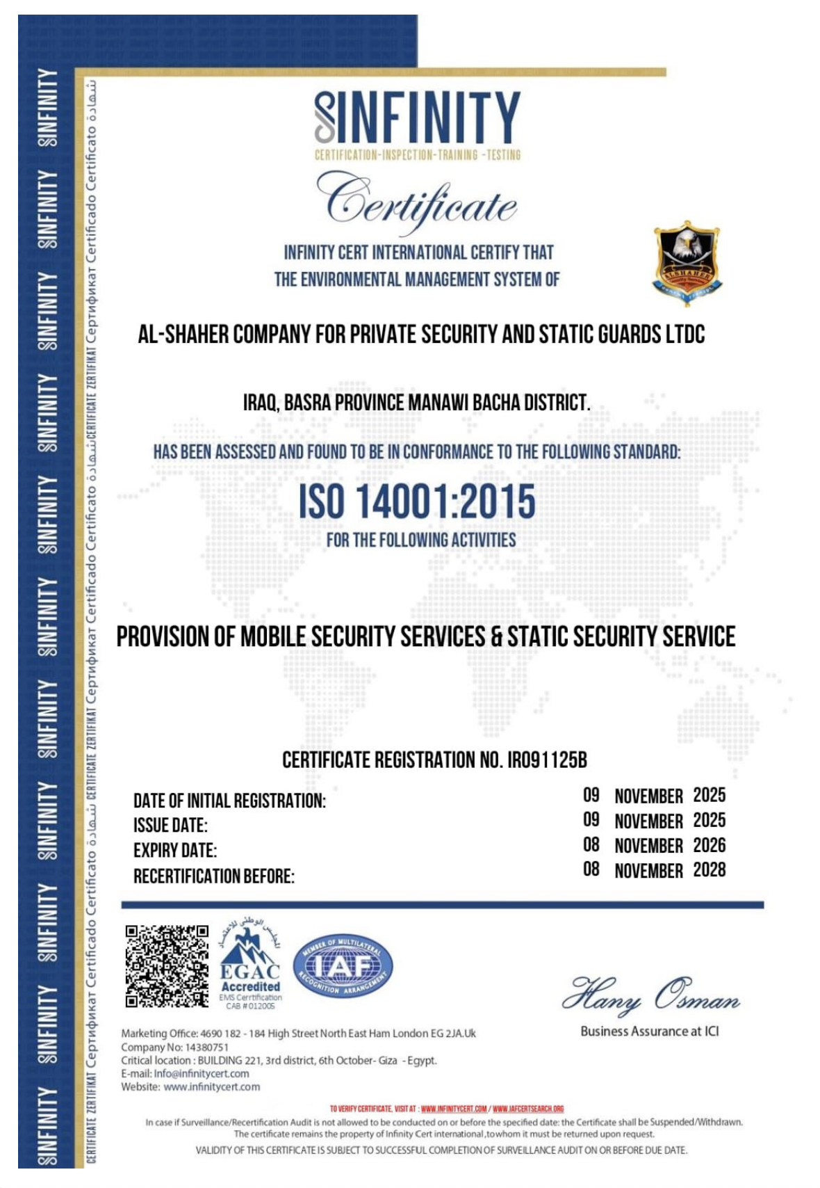 ANSI/ASIS PSC.1-2012 Certificate
